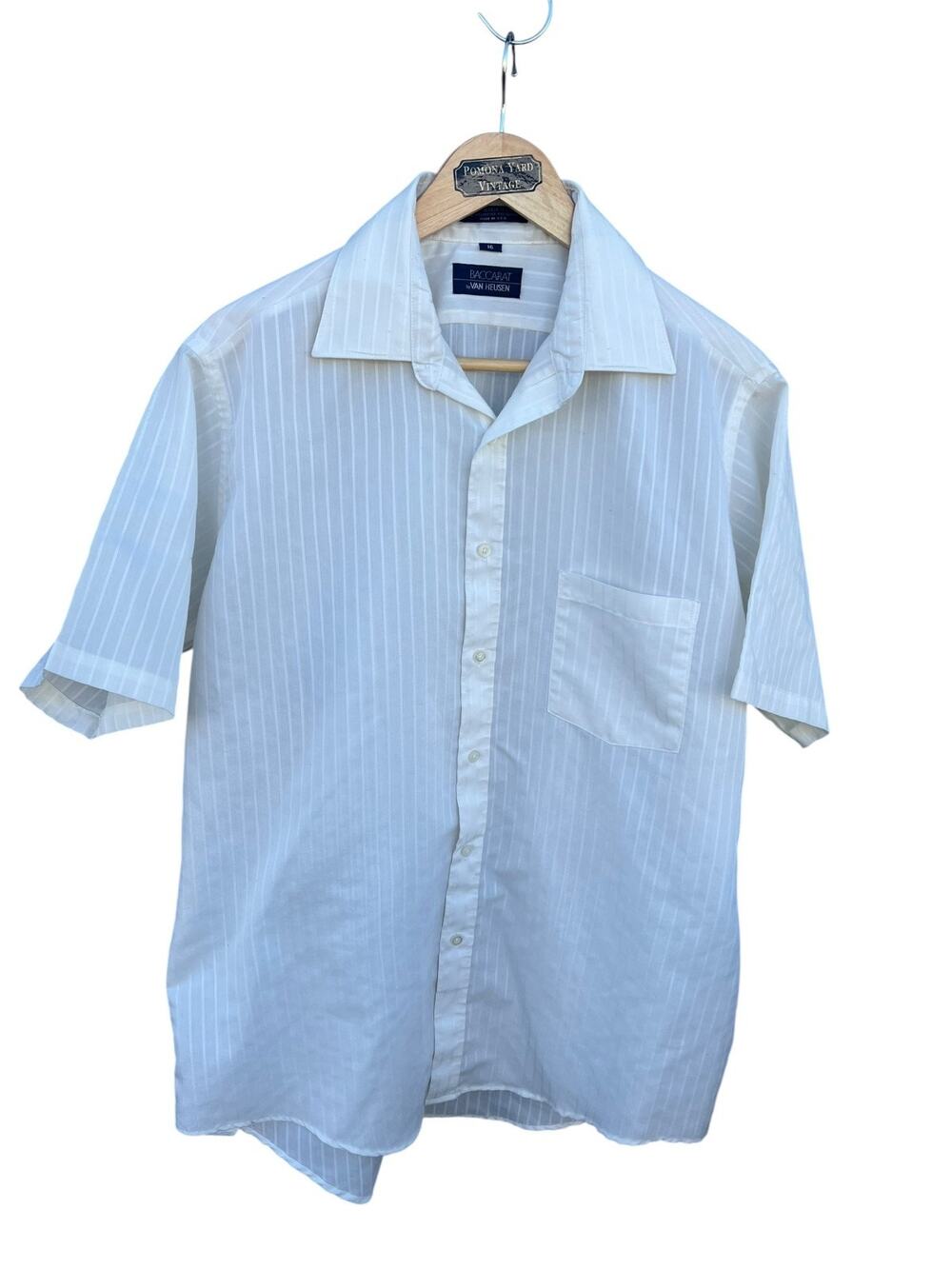 Baccarat by Van Heusen Men's Vintage 80s Shirt Button Up Stripe White Size 16 L